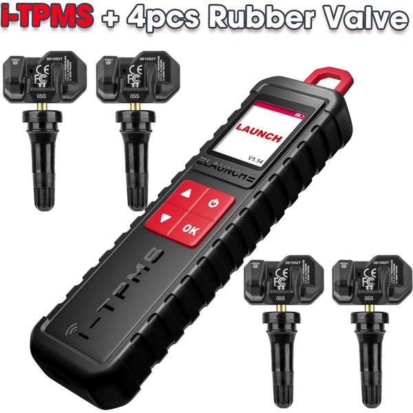 Launch X431 i-TPMS Reifendruck-Diagnosegerät mit Gummiventilsensor, aktives Programm zum Wiederlernen, 315/433 MHz Sensor für Android /X431 V pk TSGUN TPMS Service-Tool