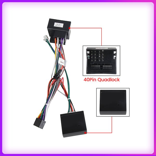Boîte Canbus pour Volkswagen Golf 5/6/Polo/Passat/Jetta/Tiguan/Touran/Skoda, harnais 40 broches, câble d'alimentation, Android, autoradio multimédia