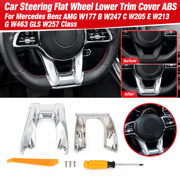 Für Mercedes Benz AMG W177 B W247 C W205 E W213 G W463 GLS W257 Klasse ABS Auto-Lenkung Flache Lenkrad-Abdeckung mit Werkzeug