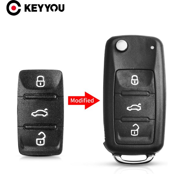 KEYYOU Für Volkswagen Für VW Golf 7 4 5 Mk4 6 Für Skoda Octavia Für Seat Leon Ibiza Altea 3 Taste Gummi Fernbedienung Auto Schlüssel Pad