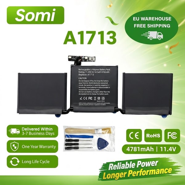 A1713 Laptop-Akku für Apple MacBook Pro 13'' A1708 2016 Mitte 2017 EMC 2978 EMC 3164 MLL42LL 020-00946 Batteria mit Werkzeug