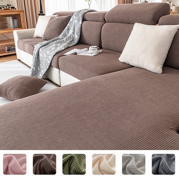 Nouvelle housse de canapé en peluche à cordons, housse de coussin de canapé élastique pour salon, protection de meubles pour animaux de compagnie, housse de siège de canapé amovible