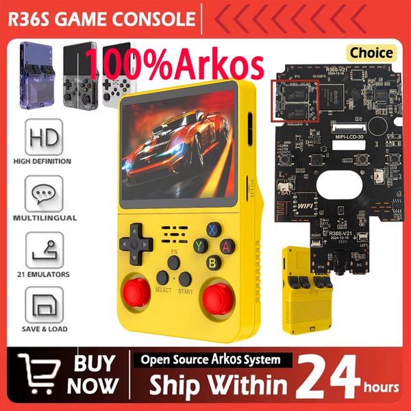 R36S Nouvelle console de jeux rétro 100% Arkos System, console de jeux portable avec système Linux open source 3,5 pouces, cadeau de Noël