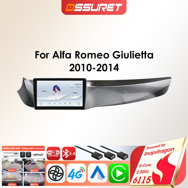 Autoradio für Alfa Romeo Giulietta 2010–2014, Auto-Multimedia-Player, Android Auto, Carplay, intelligente Systeme, GPS-Navigation, 4G BT