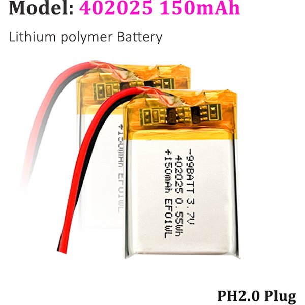 402025 150 mAh 3,7 V Lipo Lithium-Polymer-Akku für Smart-Armband Fernbedienung Bluetooth Headset Tastatur MP3 GPS Spielzeug Kamera