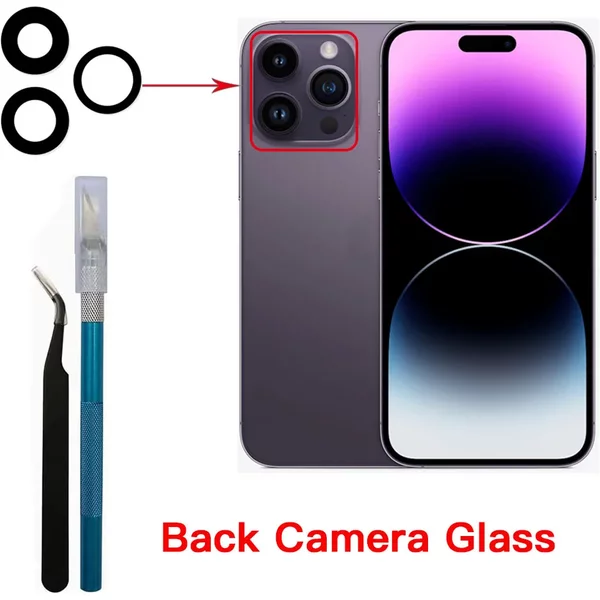 Verre de remplacement pour caméra arrière, pour Apple iPhone 11 12 13 14 Mini Plus Pro Max, avec adhésif et outils de retrait