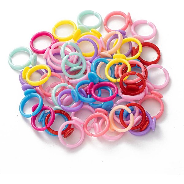 Base d'anneaux réglables en plastique transparent, 100 pièces, pour petits bébés et enfants, 9mm, doigt vierge, artisanat, fournitures de fabrication de bijoux, accessoires