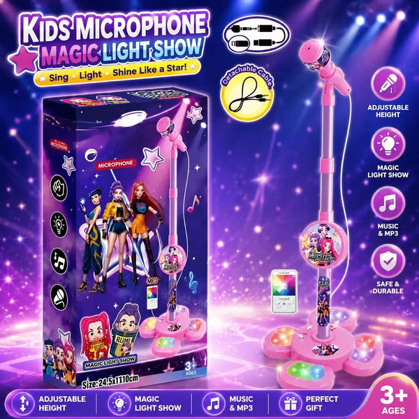 Microphone de Chasseur de Sorcières 5350a avec Support Réglable, Lumières LED, Prise en Charge de la Lecture MP3, Karaoké, Chant, Performance Musicale, Cadeau