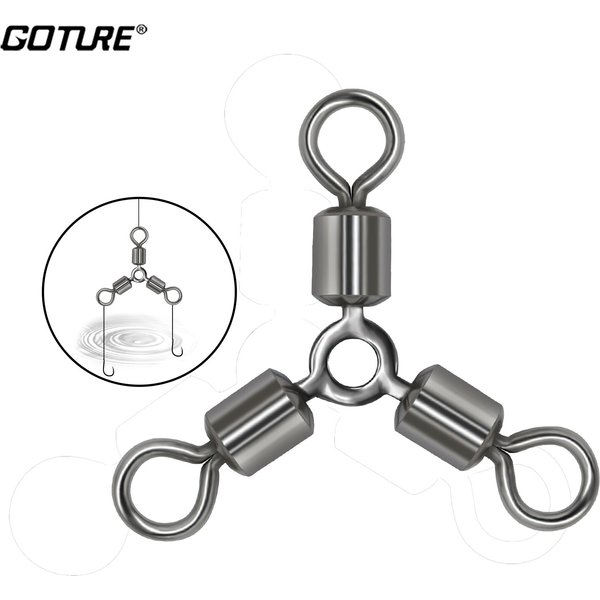 Goture 50 pièces/lot Émerillons de pêche lumineux en forme de gourde, émerillons de pêche 3 voies en acier inoxydable, accessoires de pêche
