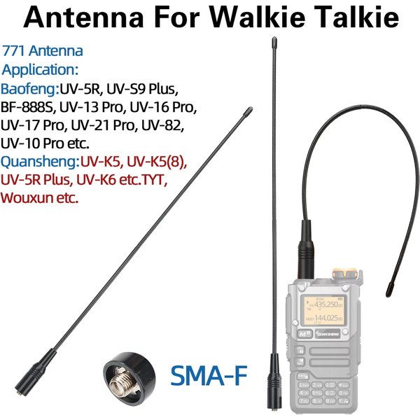ABBREE AR-771 SMA Female Antenna Dual Band 144/430MHz for Baofeng UV-5R UV-13 21Pro UV-32 Quansheng UV K5 Walkie Talkie NA771