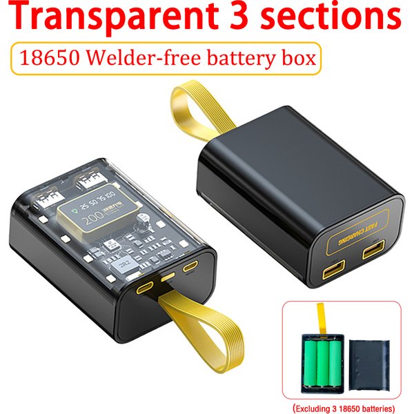 18650 Battery Charger Case Cool DIY Power Bank Box Fast Charging Case With Night Light Charging Power Bank Case