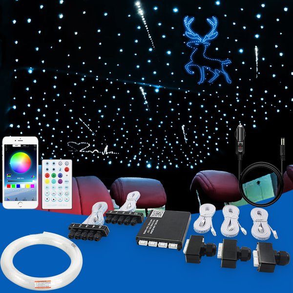 Projecteur de plafond 12V pour voiture, effet ciel étoilé, séparateur de fibre optique, application météores, Bluetooth, source lumineuse de modification de plafond avec flashs colorés, lumière