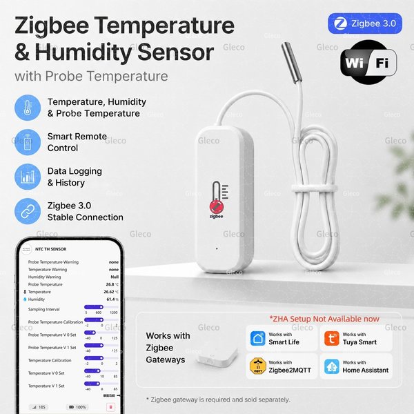 Sonde de température et d'humidité Zigbee/Wifi, thermomètre, automatisation de la maison intelligente, aquarium, réfrigérateur, vin, pour Zigbee2mqtt, hub TUYA.