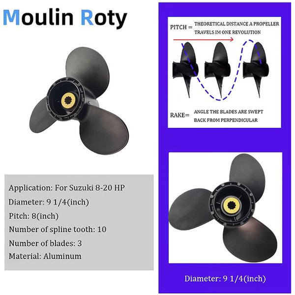 Marine-Propeller 9 1/4X8 Geeignet für Suzuki Dt9.9, Dt15, Df8, Df9.9, Df15 Motoren 58100-91D00-019