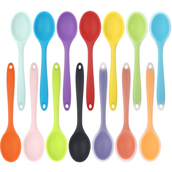 Silicone Spoon Integrated Rice Spoon Multicolor Silica Gel Salad Spoon Cake Baking Spoon Kitchen Cooking Spoon Kitchen Tools