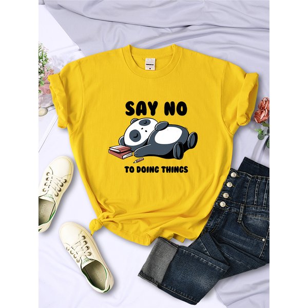 Say No To Doing Thing Sleeping Panda Female T-Shirts Summer Fashion Tee Clothing Vintage Harajuku Short Sleeve Casual Women Tops