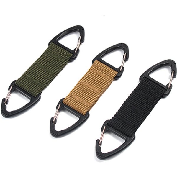 Molle Webbing Backpack Buckle Carabiners Double-Point Triangle Tactical Hanging Buckle Outdoor Camping Hiking Climbing Accessory