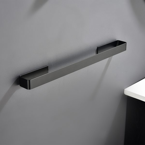 Porte-serviettes en aluminium noir, barre à serviettes sans poinçon, ruban de 3M, accessoires de salle de bains, anodisé, étagère à serviettes de Style européen