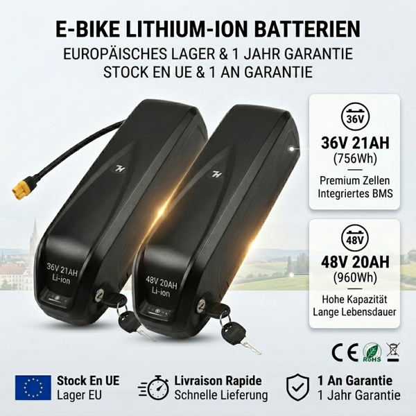 Batterie Hailong d'origine pour vélo électrique 48V 36V 20Ah 21Ah pour moteur octogonal BBS02 BBS03 BBSHD Batterie Hailong 36V Hailong 48V avec chargeur XT60 + chargeur 5A EU Livraison rapide