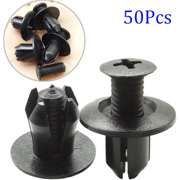 50pcs Car Plastic Screws 8mm For Bumper Fender Fixing Fasteners Hole Car Interior Door Trim Panel Card Clip Rivet Auto Parts