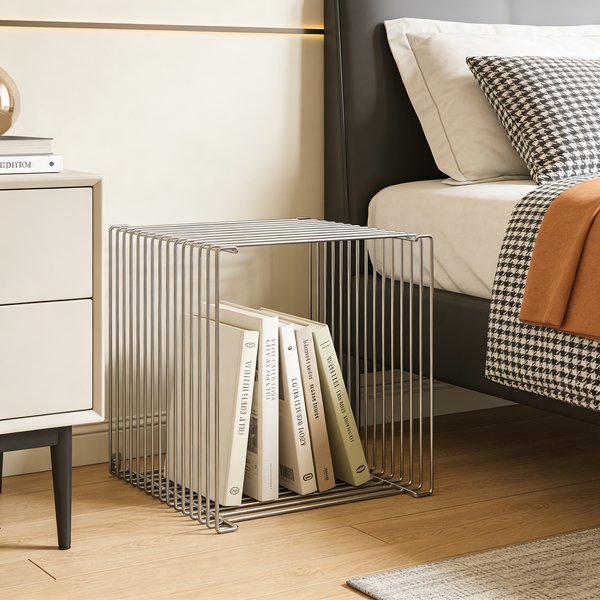 Beistelltisch avec Metallgestell, Moderner Minimalistischer Nachttisch, Platzsparender Nachttisch, Geeignet pour Schlafzimmer