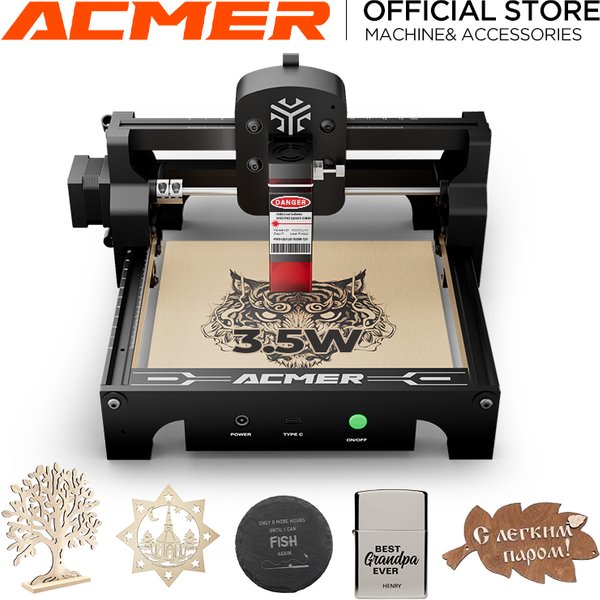 ACMER Mini-Lasergravierer CNC-Schneidemaschine Holzbearbeitungsmaschinen Tragbare 3000mW Blaulicht-Lasergraviermaschine für DIY-Holzarbeiten