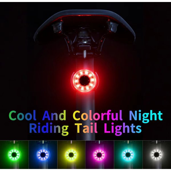 ANTUSI feu arrière de vélo selle Seatpos feu arrière de vélo USB charge étanche feu arrière 7 couleurs accessoires de vélo Q1