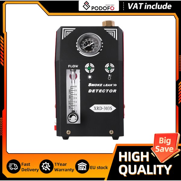 Détecteur de fuites automobile Podofo Dual Mode EVAP Smoke Machine avec pompe à air intégrée, manomètre et débitmètre, outil de réparation automobile