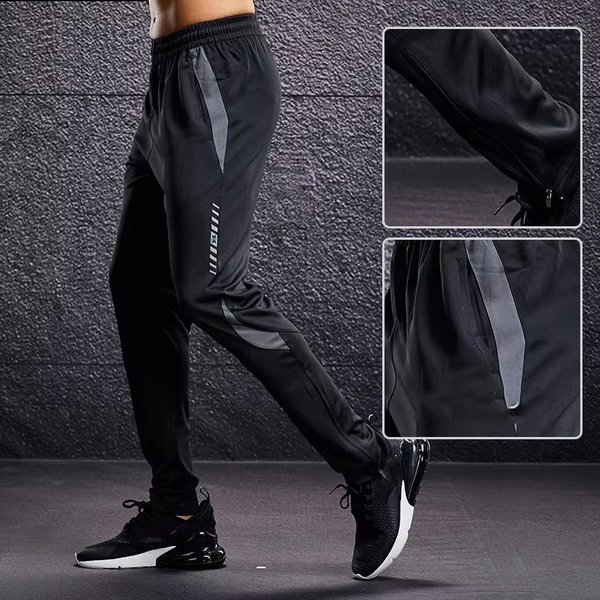 Pantalons de Sport pour hommes pantalons de course avec poches zippées entraînement de Football pantalons de Sport de Jogging Fitness Leggings de Football pantalons de survêtement