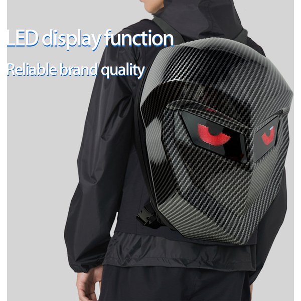 Sac à dos LED pour homme, sac à dos de moto et de cyclisme avec coque rigide et éclairage LED, sac à dos pour femme, idéal pour les voyages d'affaires, sac à dos étanche pour ordinateur portable.