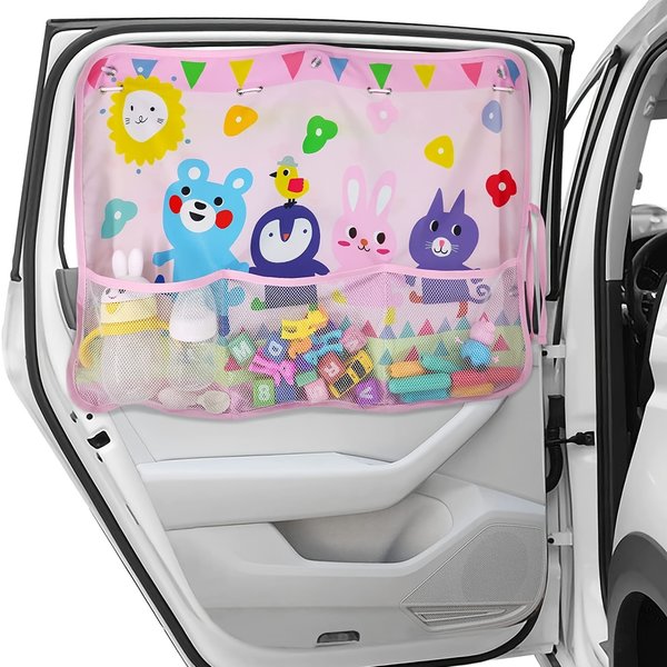 Cartoon Baby Car SunShade with Mesh Storage Bag UV Protection Curtain Side Window Adjustable Auto Windows Sun Protection