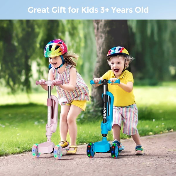 Kinderroller mit 3 Rädern, verstellbar, Roller mit 2 Lenkmodi, leichtem Rahmen, PU-Leuchträder, Hinterradbremse, faltbar und höhenverstellbar