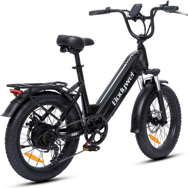 Bodywel F20 Fatbike E-Bike, 20x3.0 48V 15Ah herausnehmbarer Akku, 25km/h Step-Thru E-Bike, 7-Gang City-Pendlerfahrrad für Erwachsene