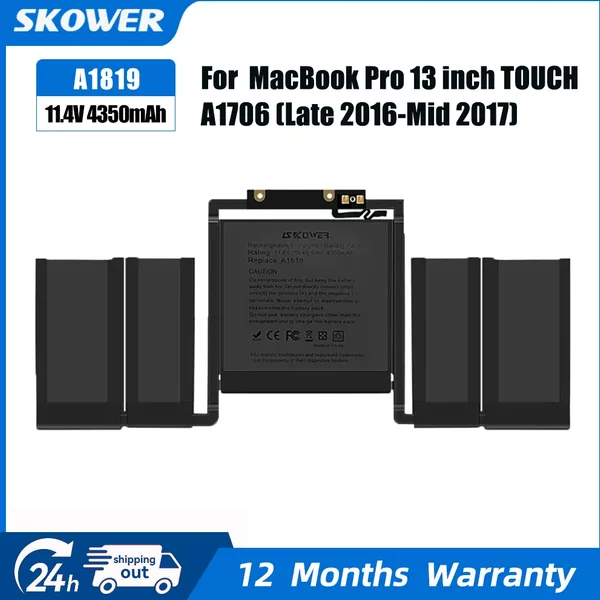 SKOWER A1819 Akku für Apple MacBook Pro 13'' Touch Bar A1706 Ende 2016 Mitte 2017 EMC 3071 EMC 3163 MLH12LL