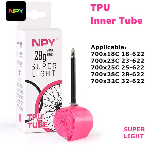 NPY 1 Stück Ultraleichter 28g Fahrrad-TPU-Schlauch 700X18 25 28 32 Rennrad-TPU-Reifen 45mm/65mm/85mm Länge Französisches Ventil
