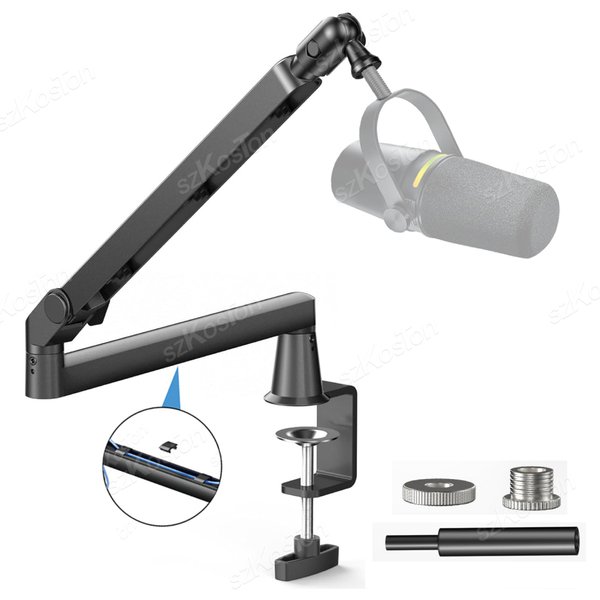 Bras de micro à profil bas pour Studio professionnel, avec gestion des câbles élévateurs étendus, support de Microphone réglable pour SM7B MV7 AM8 K688