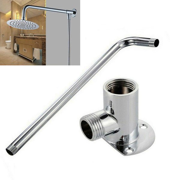 Bras de douche en acier inoxydable, tuyau inférieur, pomme de douche murale, bras d'extension, Joint de buse de douche, accessoires de douche, Base fixe