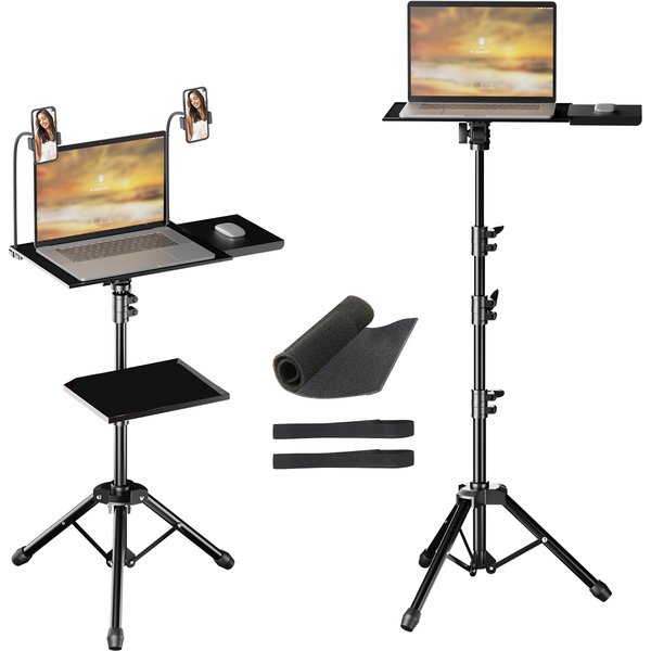 Trépied de projecteur 145 cm, support pour ordinateur portable, hauteur réglable de 23 à 63 pouces, bureau debout, support de bureau extérieur pour studio