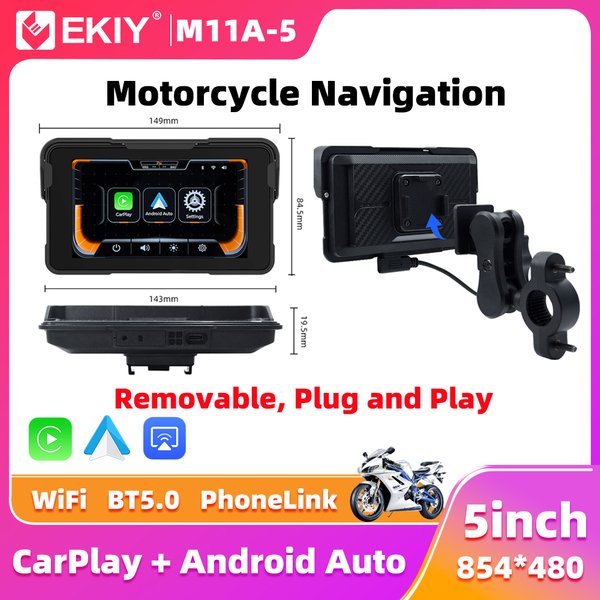 EKIY 5.0 calowy Bezprzewodowy CarPlay Moto Android Auto Przenośny Cyfrowy Motocyklowy Deskorolka GPS Motocyklowa Nawigacja Ekran Wyświetlacza