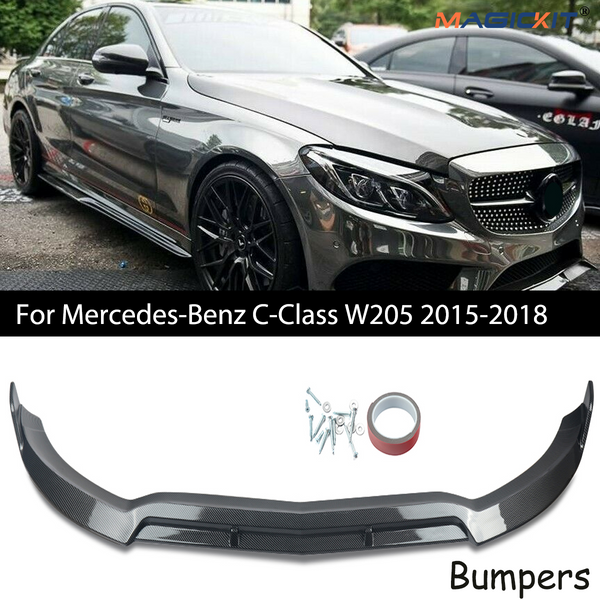 Für MERCEDES-BENZ C KLASSE A205 W205 C205 2015-2018 C300 C43 AMG Linie f1 Stil Auto vorderen Stoßstange Lip Splitter Carbon Look