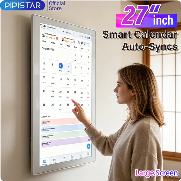 Calendrier numérique intelligent, grand écran de 27 pouces, planificateur familial, tableau des tâches électronique, écran tactile interactif, montage mural et sur bureau