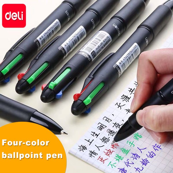 Stylo à bille Deli 4 en 1, 0,7 mm, recharge d'encre multicolore, stylos multifonctions pour marqueur, écriture, scrapbooking, papeterie, rentrée scolaire