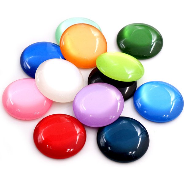 10pcs/lot 25mm 12 colors and Mixed Color Flat Back Resin Cabochons Cameo Fit 25mm Cameo Base Domed Jewelry Accessories Supplies