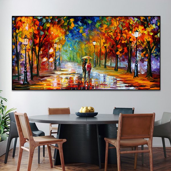 Moderne bunte abstrakte Leinwanddrucke Kunst regnerische Gartenlandschaft Poster Bild Wandkunst Gemälde für Wohnzimmer Schlafzimmer