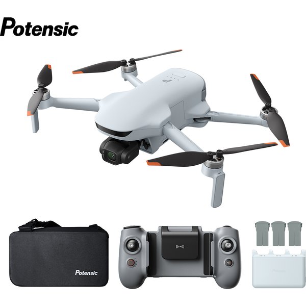 Potensic ATOM 3 C0 Drohne mit Kamera für Erwachsene, 4K 60fps, 8K Foto, 16 km Übertragungsreichweite, 1/1,3'' CMOS, 3-Achsen-Gimbal, AI Track 2.0, Med-Tele-Modus, QuickShots, unter 249 g,
