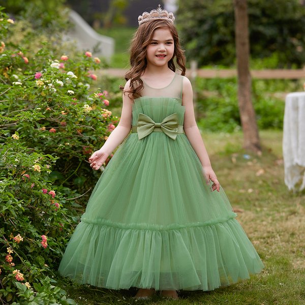 2023 sommer Mädchen Kleid Tüll Weiß Party Brautjungfer Kleider Für Kinder Kostüm Elegante Kinder Mädchen Hochzeit Abend Vestidos
