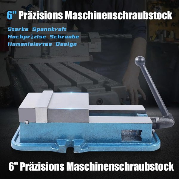 6-Zoll-Maschinenschraubstock, Gusseisen, 29KN Spannkraft, für CNC-Fräsen, Werkbank, Bohrmaschine, Industrielles Präzisionswerkzeug