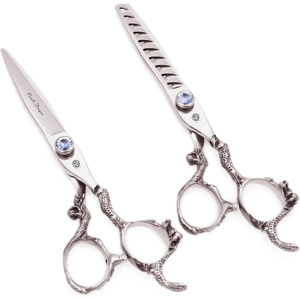 Hair Scissors 6" Japan 440C Purple Dragon Professional Sharp Edge Hairdressing Shears Cutting Shears Thinning Scissors Set Z9006