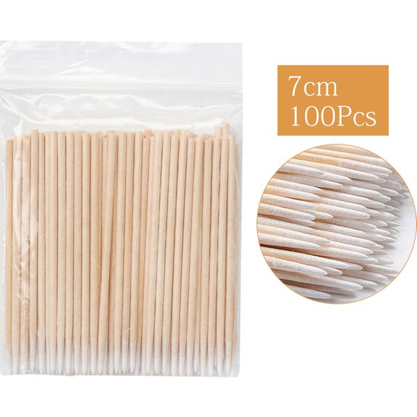 100Pcs Einweg Ultra-kleine Baumwolle Tupfer Fusselfrei Microbrush Holz Baumwolle Knospen Tupfer Pinsel Wimpern Kleber Entfernen make-up-Tool