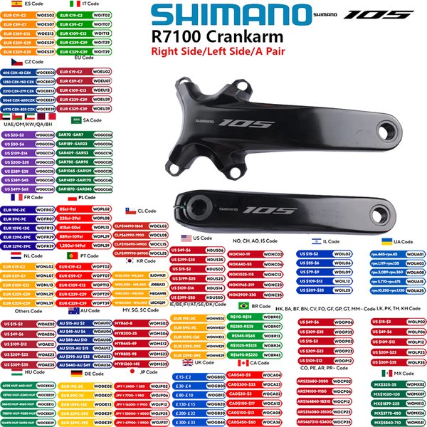 Shimano 105 R7100 Di2-Serie Kurbelgarnitur R7100 Kurbelarm 2x12s links rechts/ein Paar 165 mm 170 mm 172,5 mm 175 mm Original Shimano